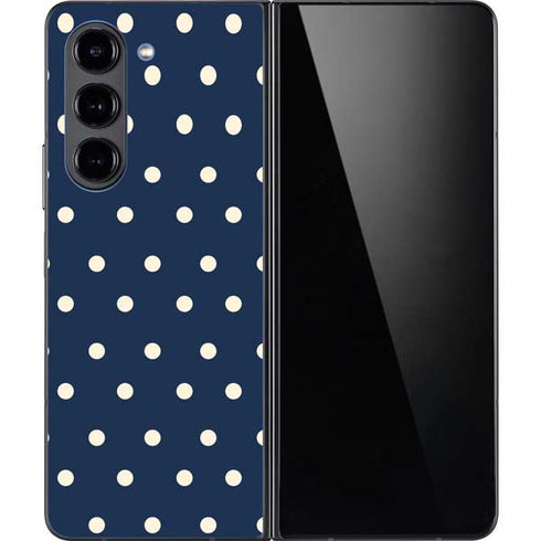 Blue and Cream Polka Dots Galaxy Z Fold5 5G Skin